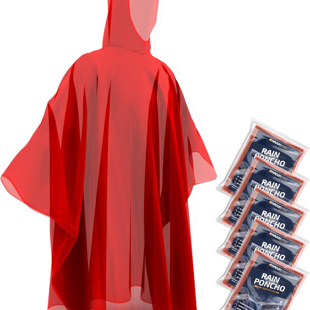Durable 5 Pack Hooded Rain Ponchos For Adults  Reliable Storm Protection